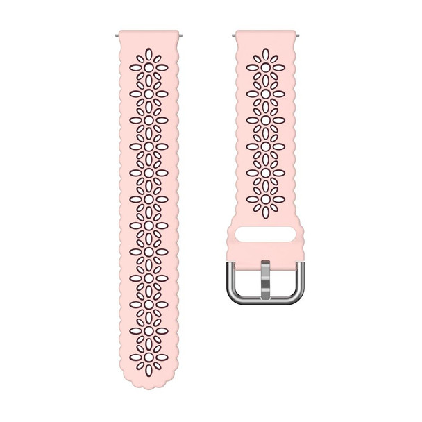 For Samsung Galaxy Watch 6 / 6 Classic Two Color Plum Blossom Hollowed Silicone Watch Band(Pink+Wine Red)