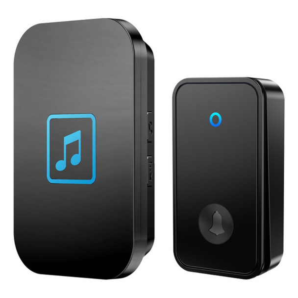 CACAZI FA86 Wireless Smart Doorbell Set 150m Distance Transmitter / Receiver Self-Powered Doorbell - Black / US Plug