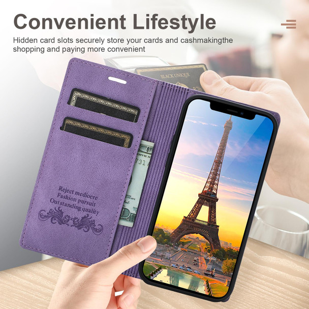 Dream Magnetic Suction Business Horizontal Flip PU Leatherette Case with Holder & Card Slot & Wallet - iPhone 12 mini(Purple)