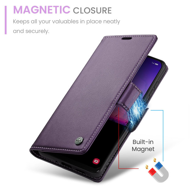 For Samsung Galaxy A30s / A50s / A50 CaseMe 023 Butterfly Buckle Litchi Texture RFID Anti-theft Leatherette Phone Case(Pearly Purple)