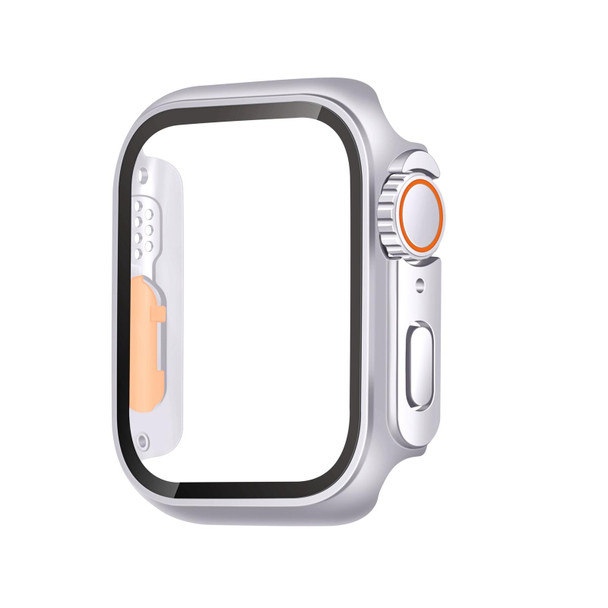 For Apple Watch Series 8 / 7 41mm Tempered Film Hybrid PC Integrated Change to Ultra 49mm Watch Case(Silver Orange)
