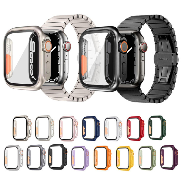 For Apple Watch Series 8 / 7 45mm Tempered Film Hybrid PC Integrated Change to Ultra 49mm Watch Case(Starlight Orange)