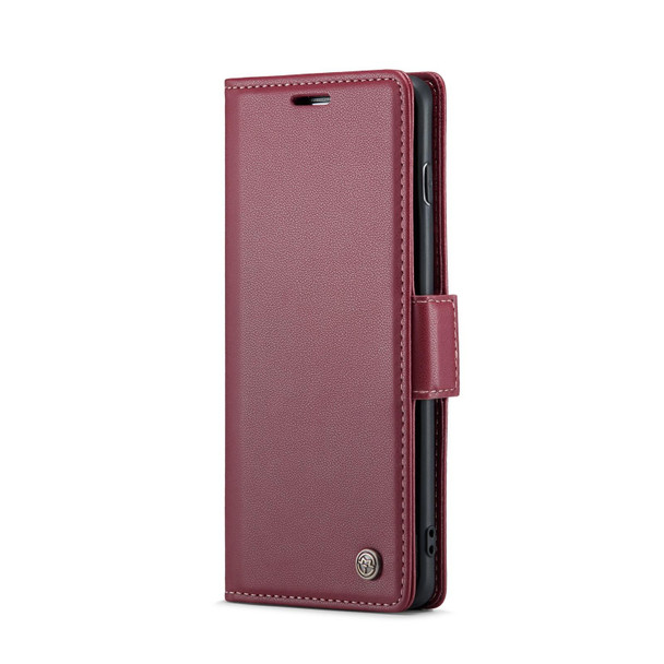 For Samsung Galaxy S10 CaseMe 023 Butterfly Buckle Litchi Texture RFID Anti-theft Leatherette Phone Case(Wine Red)