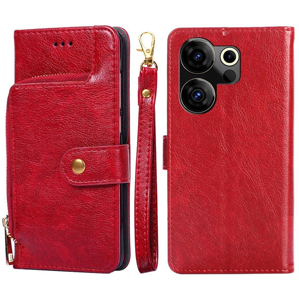 For Tecno Camon 20 Premier 5G Zipper Bag Leatherette Phone Case(Red)