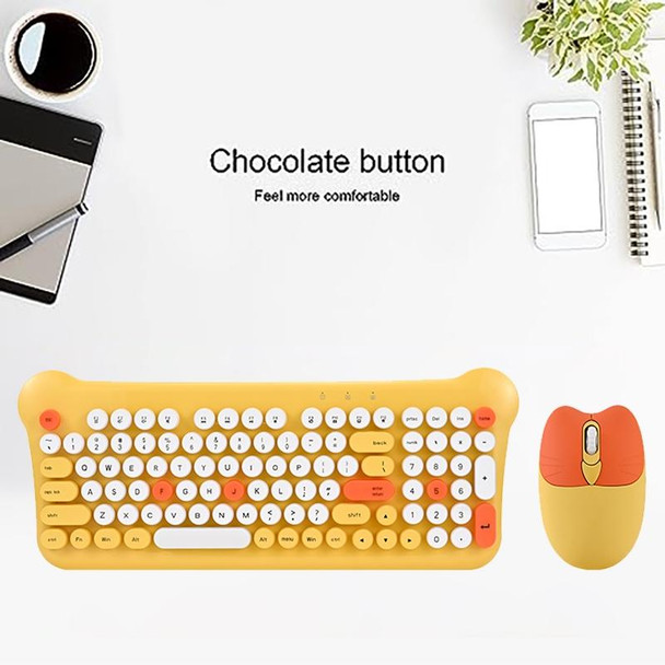 QW05 Mixed Color Portable 2.4G Wireless Keyboard Mouse Set(Yellow)