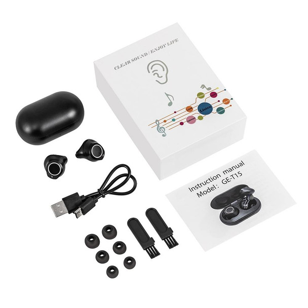 GE-T15 Mini USB Charging TWS Hearing Aid Sound Amplifier(Black)