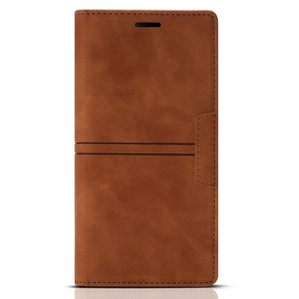 Dream Magnetic Suction Business Horizontal Flip PU Leatherette Case with Holder & Card Slot & Wallet - iPhone 13(Brown)