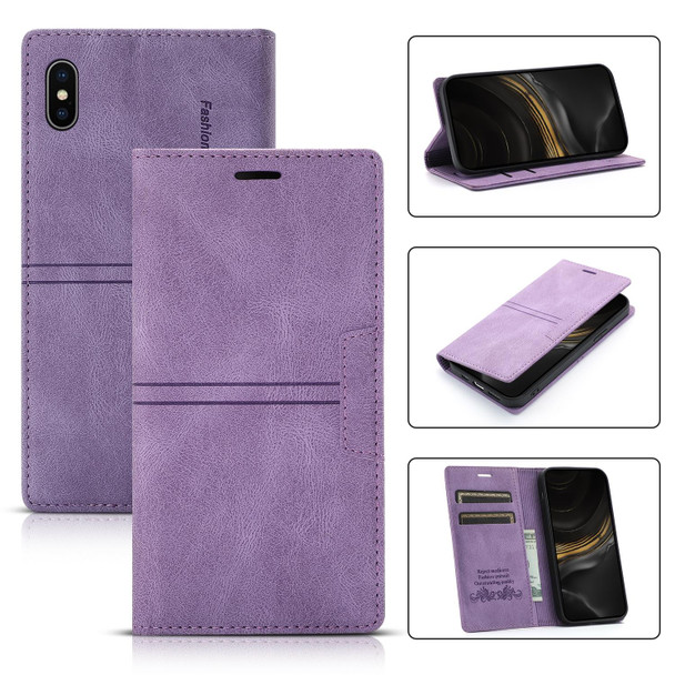 Dream Magnetic Suction Business Horizontal Flip PU Leatherette Case with Holder & Card Slot & Wallet - iPhone XS Max(Purple)