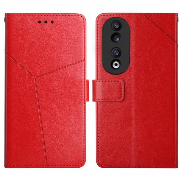 For Honor 90 Y-shaped Pattern Flip Leatherette Phone Case(Red)
