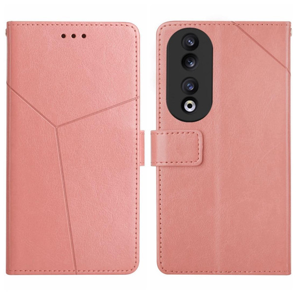 For Honor 90 Y-shaped Pattern Flip Leatherette Phone Case(Pink)