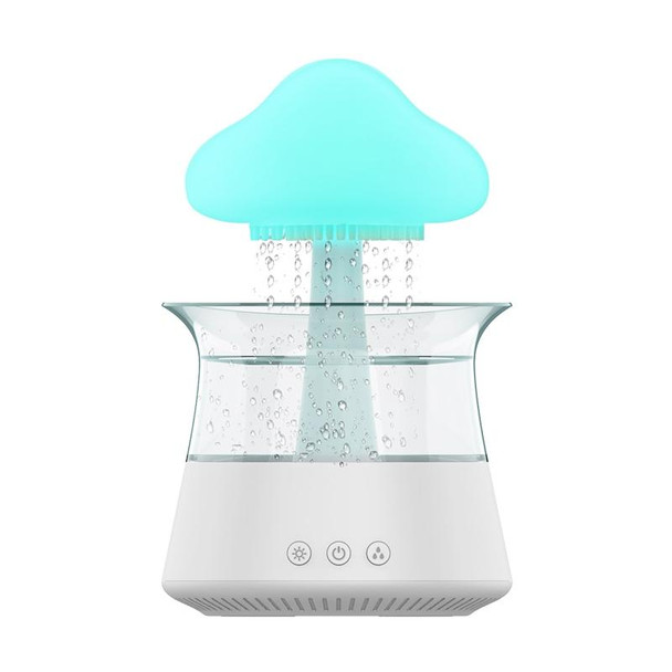 CH06 300ml Rain Humidifier Mushroom Cloud Colorful Night Lamp Aromatherapy Machine, Style: Without Remote Controller(White)