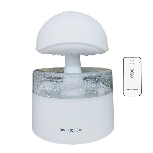 500ml Rain Humidifier Mushroom Cloud Colorful Night Lamp Aromatherapy Machine With Remote Control, Style: Rechargeable(White)