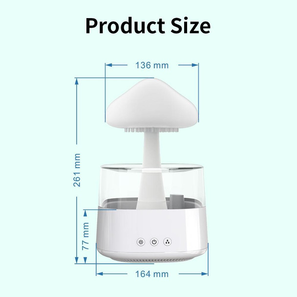 CH08 450ml Rain Humidifier Mushroom Cloud Colorful Night Lamp Aromatherapy Machine, Style: With Remote Controller(Light Wood Grain)