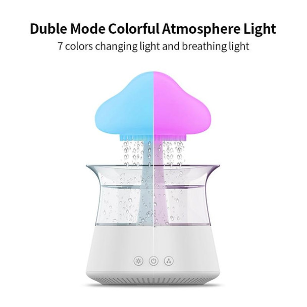 CH06 300ml Rain Humidifier Mushroom Cloud Colorful Night Lamp Aromatherapy Machine, Style: With Remote Controller(Light Wood Grain)