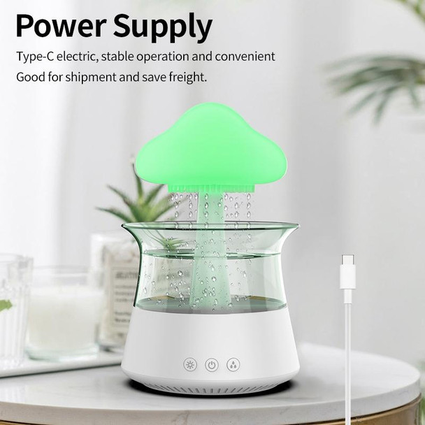 CH06 300ml Rain Humidifier Mushroom Cloud Colorful Night Lamp Aromatherapy Machine, Style: With Remote Controller(White)