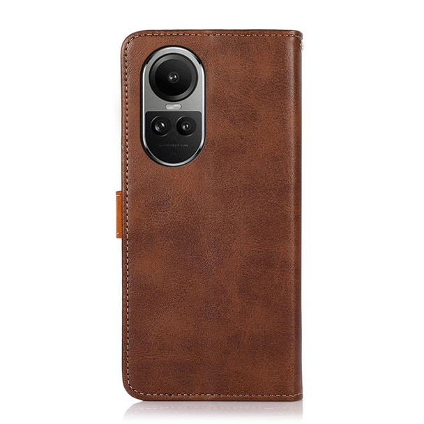 For OPPO Reno10 / Reno10 Pro Global KHAZNEH Dual-color Cowhide Texture Flip Leatherette Phone Case(Brown)