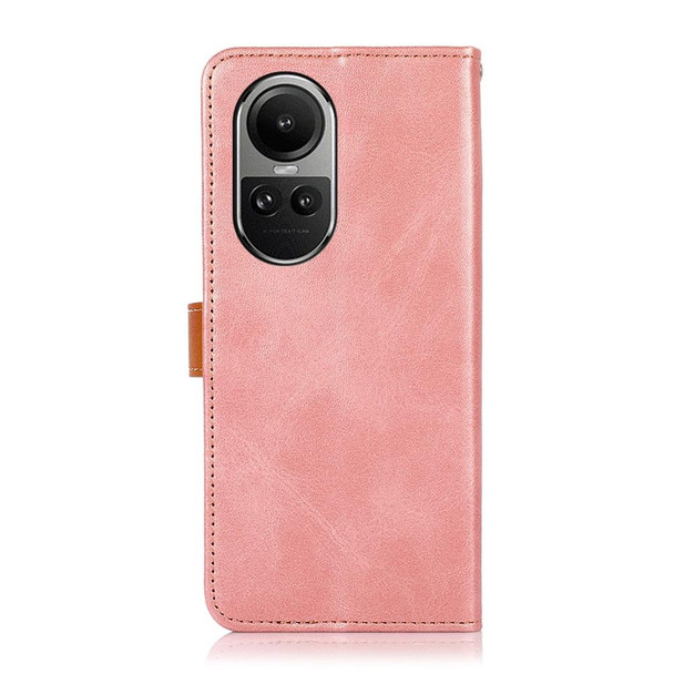 For OPPO Reno10 / Reno10 Pro Global KHAZNEH Dual-color Cowhide Texture Flip Leatherette Phone Case(Rose Gold)