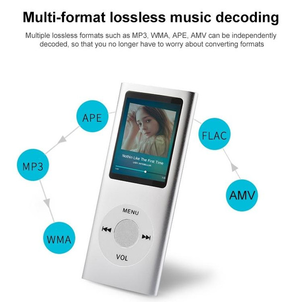 1.8 inch TFT Screen Metal MP4 Player With 8G TF Card+Earphone+Cable(Blue)