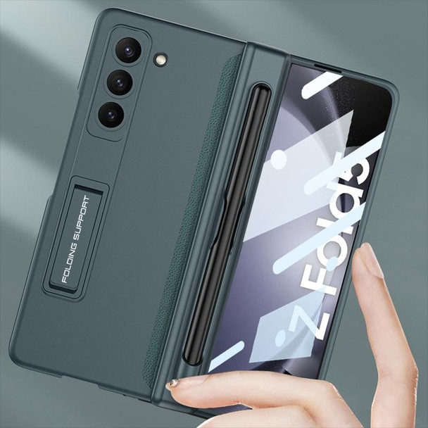 For Samsung Galaxy Z Fold5 GKK Full Coverage Magnetic Fold Hinge Phone Case with Pen Slots(Night Green)