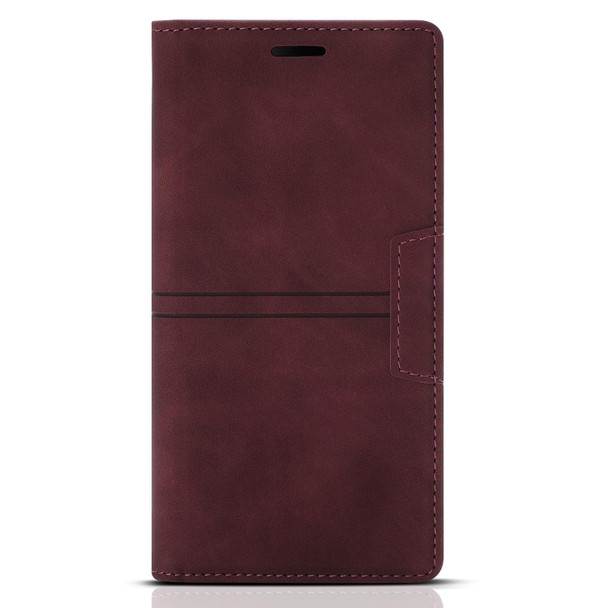 Dream Magnetic Suction Business Horizontal Flip PU Leatherette Case with Holder & Card Slot & Wallet - iPhone 12 / 12 Pro(Wine Red)