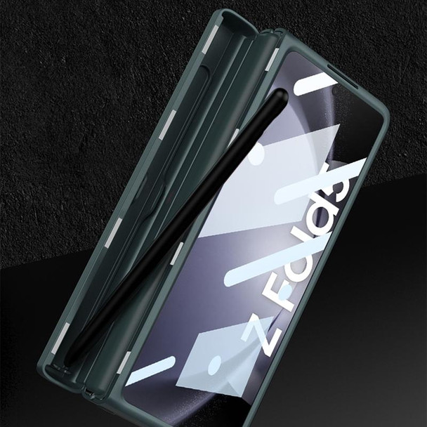 For Samsung Galaxy Z Fold5 GKK Integrated Magnetic Flip Plain Leatherette Phone Case with Pen Box(Carbon Fiber)