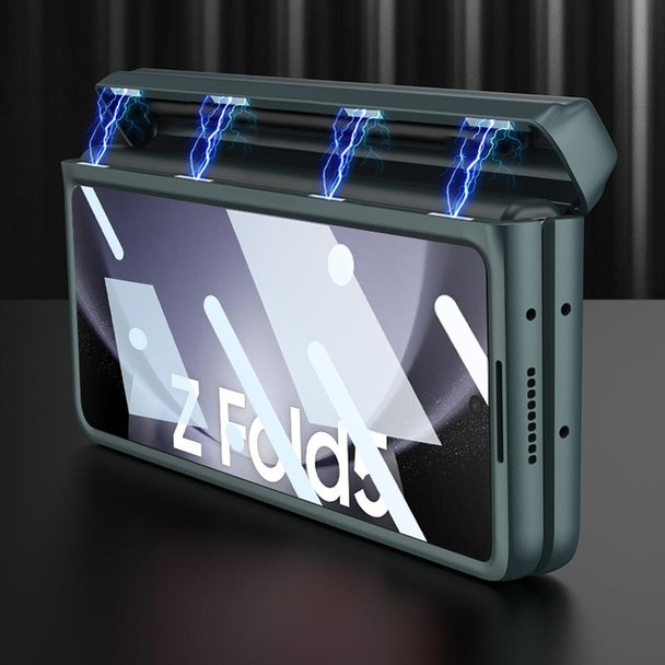 For Samsung Galaxy Z Fold5 GKK Magnetic Flip Plain Leatherette Phone Case with Pen Box(Carbon Fiber)