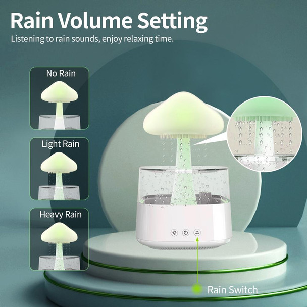 CH08 450ml Rain Humidifier Mushroom Cloud Colorful Night Lamp Aromatherapy Machine, Style: Without Remote Controller(Light Wood Grain)