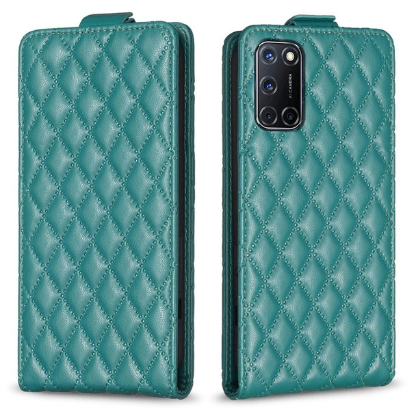 For OPPO  A72 / A52 /A92 Diamond Lattice Vertical Flip Leatherette Phone Case(Green)