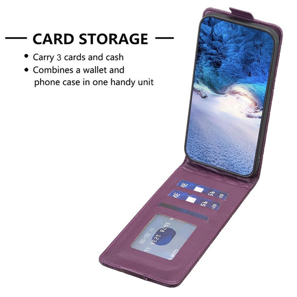 For iPhone XS Max Diamond Lattice Vertical Flip Leatherette Phone Case(Dark Purple)