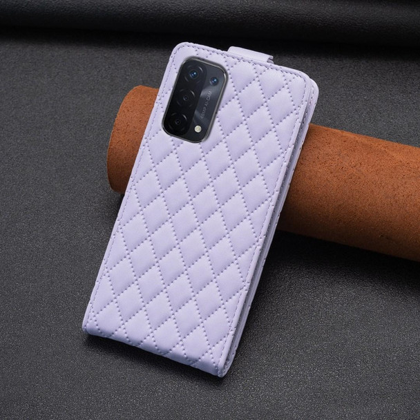 For OPPO  A74 5G / A93 5G /A54 5G Diamond Lattice Vertical Flip Leatherette Phone Case(Purple)