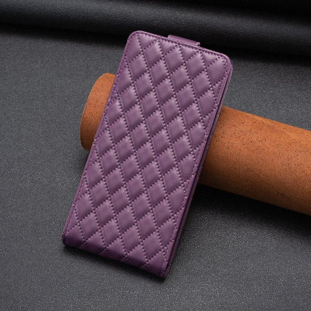 For Samsung Galaxy S20 Diamond Lattice Vertical Flip Leatherette Phone Case(Dark Purple)