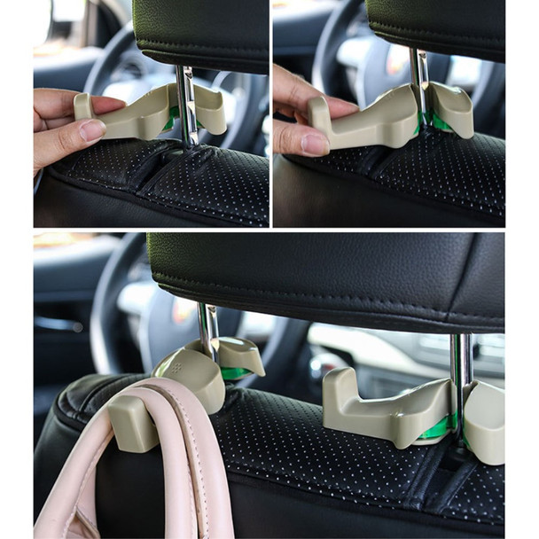 1 Pair Universal Car Vehicle Back Seat Headrest Hanger Holder Hook for Bag Purse Cloth Grocery - Beige