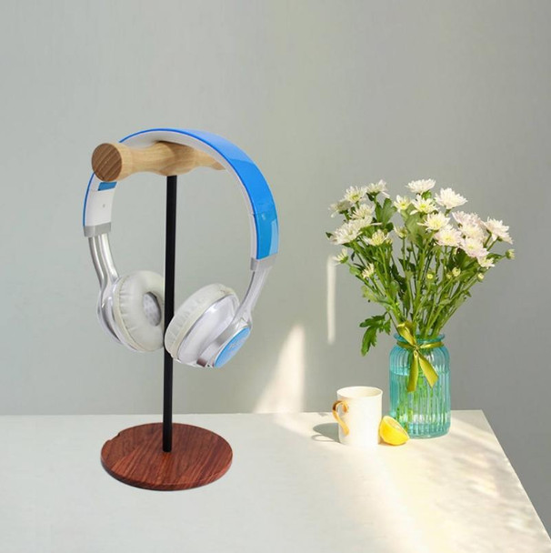 Creative Metal Rod Wooden Head-mounted Headphone Stand Display Holder, Colour: Double-sided White Metal Rod