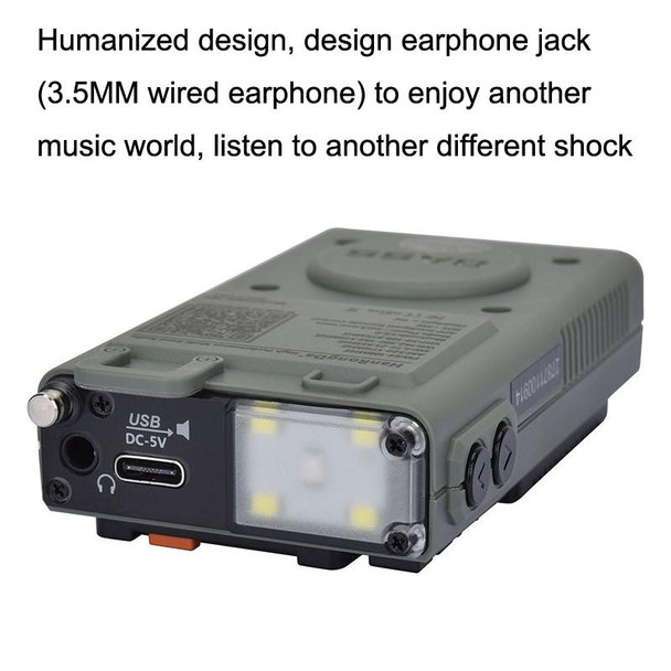 HanRongda HRD-787 High Performance Full Band Portable Bluetooth Card SOS Warning LED Lighting Radio(Green)