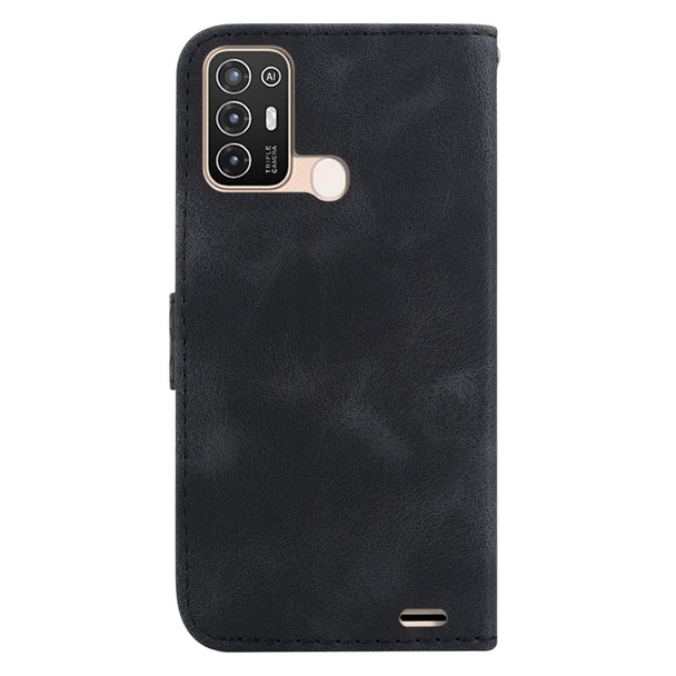 For ZTE Blade A52 7-shaped Embossed Leather Phone Case(Black)