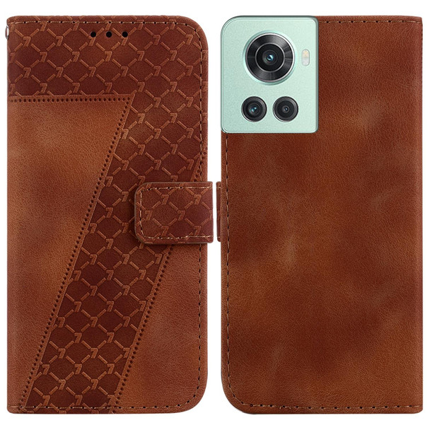 For OnePlus 10R/Ace 7-shaped Embossed Leatherette Phone Case(Brown)