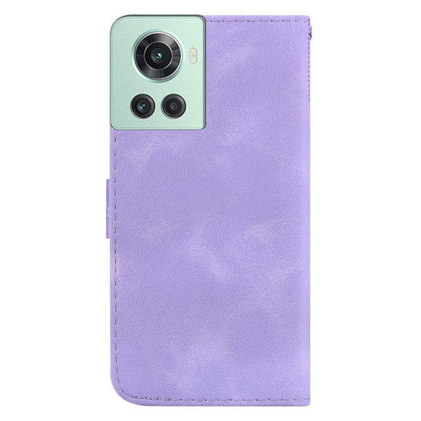 For OnePlus 10R/Ace 7-shaped Embossed Leatherette Phone Case(Purple)