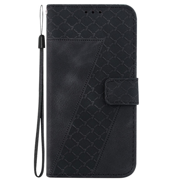 For Sony Xperia 10 III 7-shaped Embossed Leatherette Phone Case(Black)