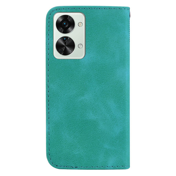For OnePlus Nord 2T 7-shaped Embossed Leatherette Phone Case(Green)