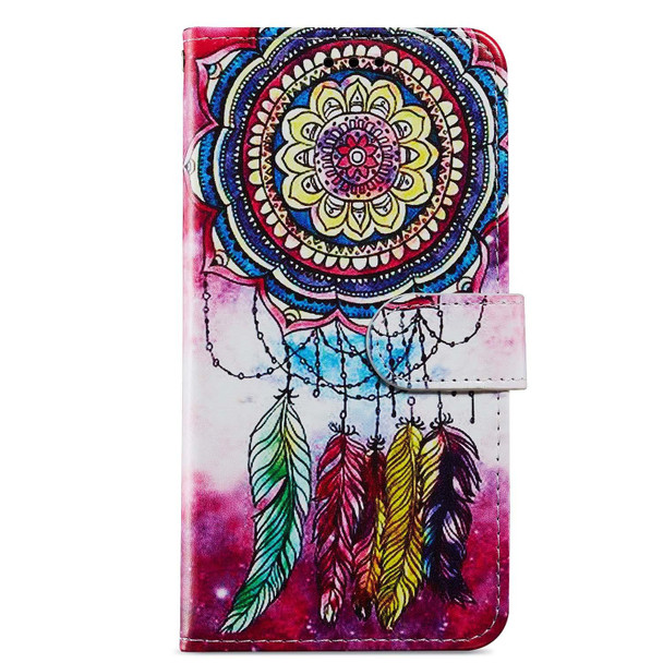 For iPhone 15 Pro Colored Drawing Leatherette Phone Case(Dreamcatcher)