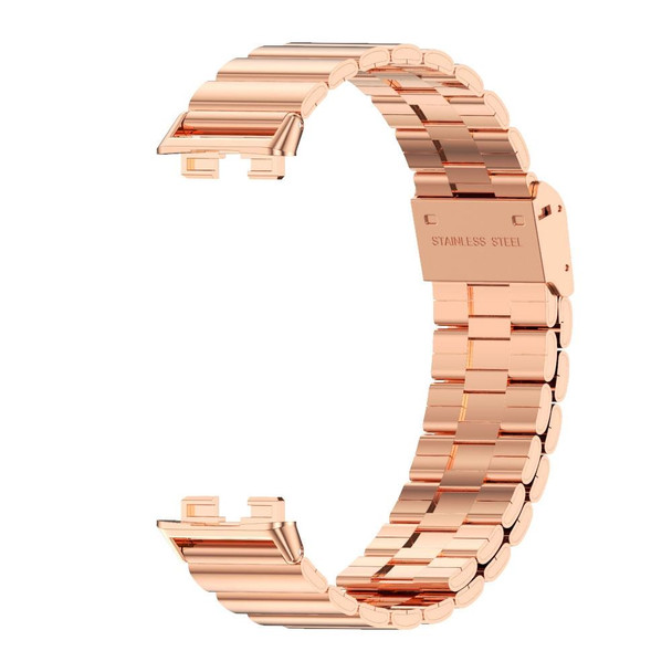 For Huawei Band 8 Mijobs Bamboo Buckle Stainless Steel Watch Band(Rose Gold)