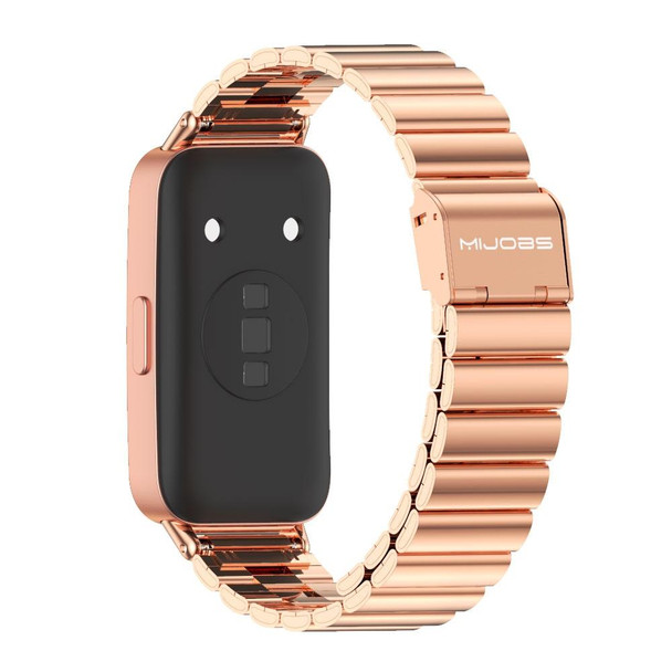 For Huawei Band 8 Mijobs Bamboo Buckle Stainless Steel Watch Band(Rose Gold)