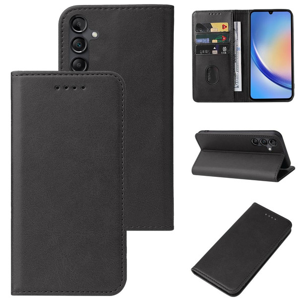 For Samsung Galaxy A34 5G Magnetic Closure Leatherette Phone Case(Black)