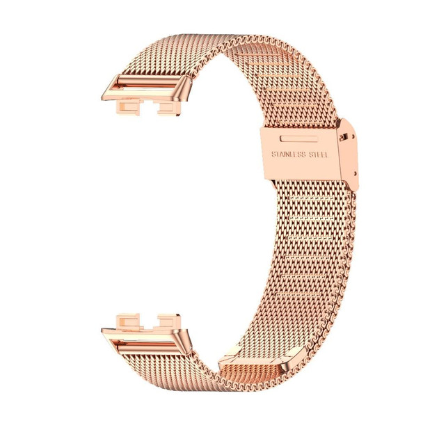 For Huawei Band 8 Mijobs Milan Buckle Stainless Steel Watch Band(Rose Gold)