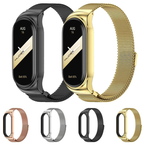 For Xiaomi Mi Band 8 Mijobs CS Case Milan Magnetic Stainless Steel Watch Band(Silver)