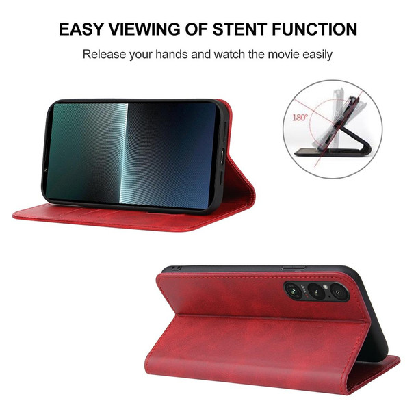 For Sony Xperia 1 V Magnetic Closure Leatherette Phone Case(Red)