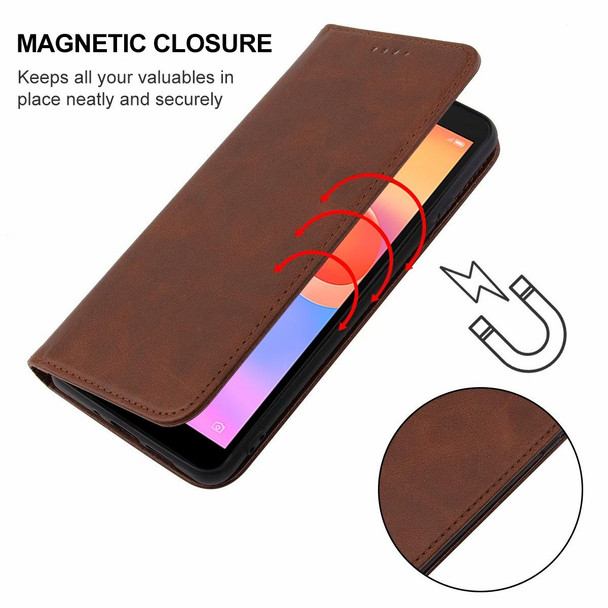 For ZTE Blade A31 Plus Magnetic Closure Leather Phone Case(Brown)