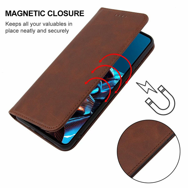 For Xiaomi Poco X5 Pro Magnetic Closure Leather Phone Case(Brown)