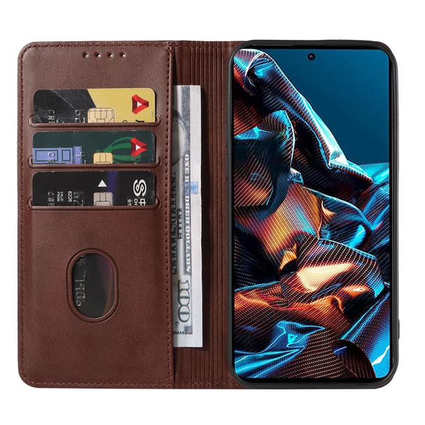 For Xiaomi Poco X5 Pro Magnetic Closure Leather Phone Case(Brown)