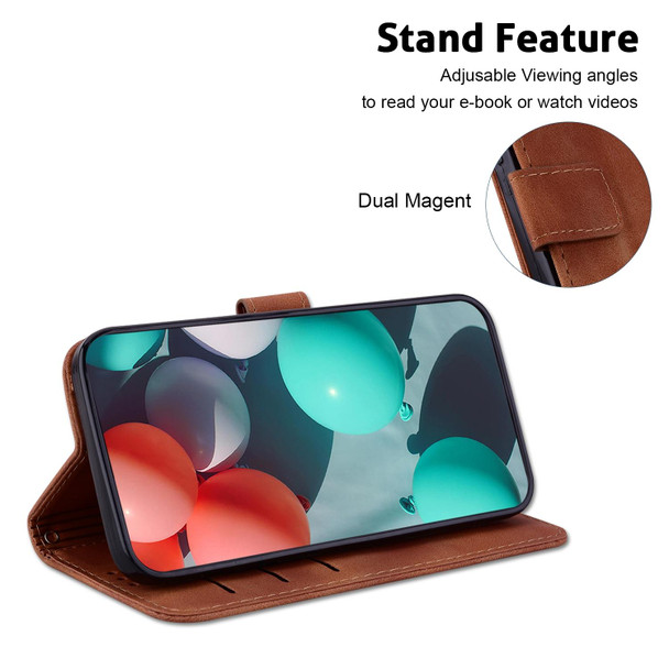 For Tecno Camon 18i 7-shaped Embossed Leatherette Phone Case(Brown)